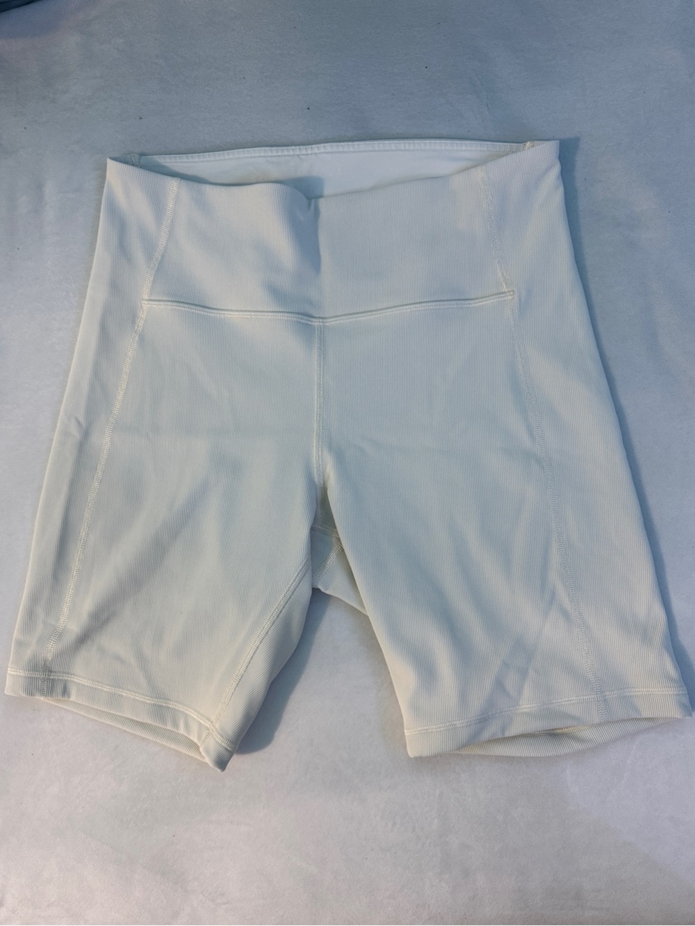lululemon athletica Light Ivory Ribbed Contoured High-Rise Shorts 8”, White NWOT
